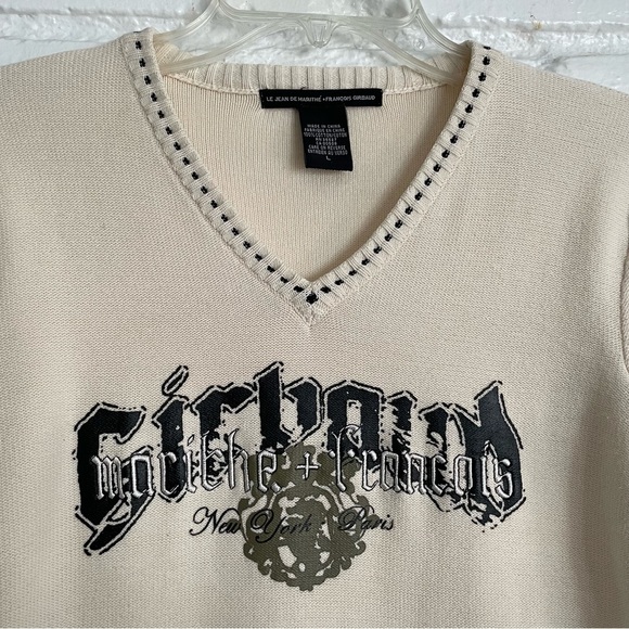 Vintage 1990’s~ Marithe Francois Girbaud~ Cream~ Pull Over Sweater Top~Sz Large - Picture 6 of 7